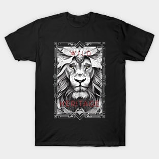 Lion King Wild Nature Illustration Line Epic Illustration Line Art T-Shirt